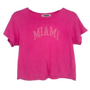 Daydreamer LA Miami Tee Pink Graphic T-Shirt Short Sleeve Crew Neck Cotton M